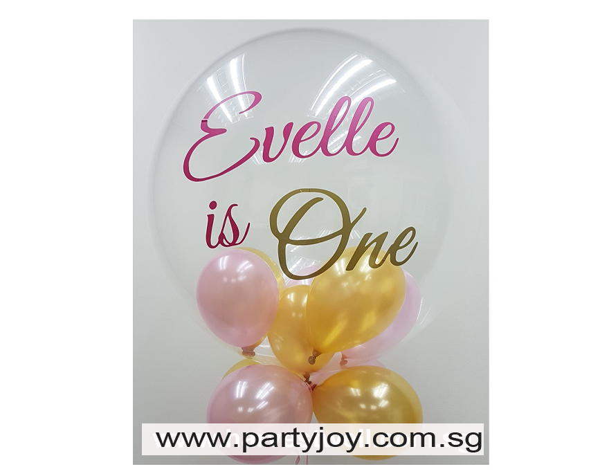 Name and Age Customised 2 Colour Print On Bubble Balloon